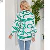 DX2018-8127 # - New Top Casual Print Bubble Shoulder Lantern Long Sleeve Shirt Women