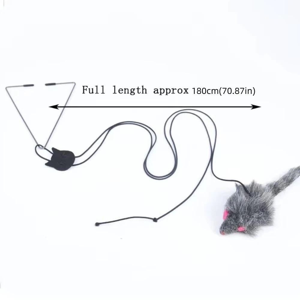 Triangle Hook Simulation Mouse Elastic Rope Adjustable Cat Interactive Retractable Squeaky Scratch Rope Mouse Training