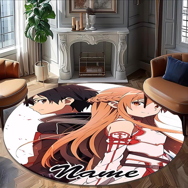Customizable S-Sword Art Online2 Round Non-Slip Carpet - Ideal for Garden, Picnic, Office, Perfect for Decoration, Suitable For All Seasons