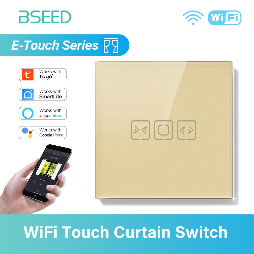 BSEED WIFI Curtain Switch Smart Tuya Touch Switch Wireless Control Curtain Wall Switch Google Alexa Home Smart Life APP E Series