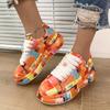 Fashion Women's Casual Sneakers 2025 Fashion New Painted Graffiti Lace Up Sports Shoes for Women Flat Pu Leather Ladies Running Shoes