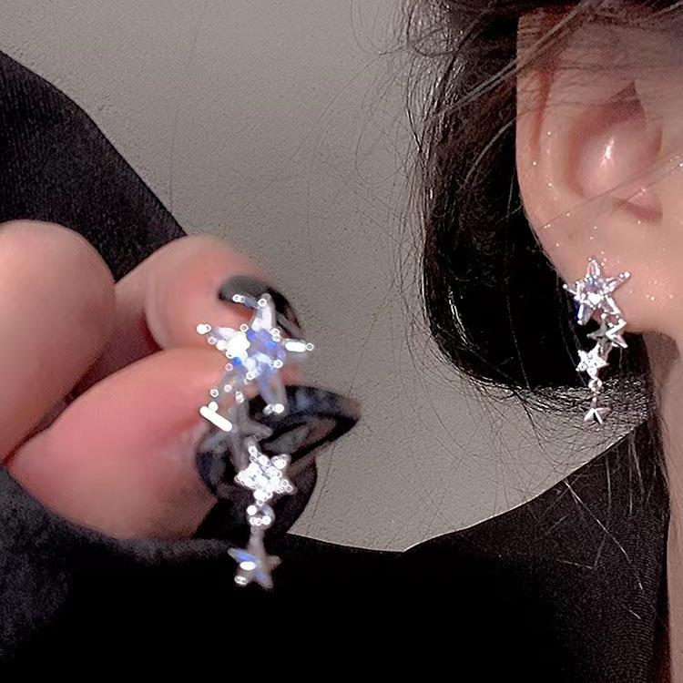 

Silver Needle Cold Wind Star Opal Earrings Women s, New Trendy Niche Design High-end Earrings Earrings 925 silver needle