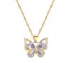 Zircon Butterfly Necklace Earrings Set Light Luxury Slightly Inlaid Personalized Temperament Banquet Earrings Item Combination
