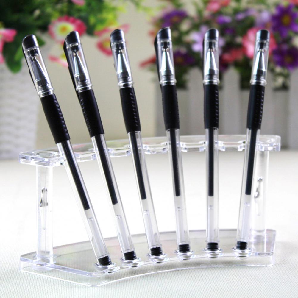 Pen Display Stand Multifunctional Stable Transparent 6 Positions Pen Holder Makeup Brush Rack Organizer for Shop