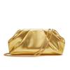 Elegant Golden Pleated PU Evening Clutch with Detachable Chain Strap Chic Women's Handbag for Dinner Parties and Formal Events Party Handbag Luxury