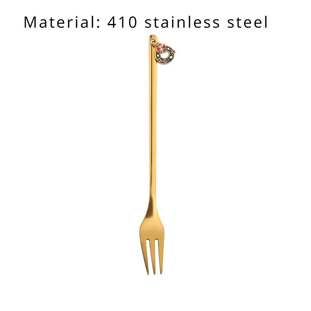 HANYANG Stainless Steel Christmas Dessert Spoon and Fork Gift Set Fruit Fork Father Christmas Coffee Spoon Hotel Household Tableware