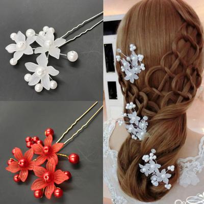 U-Form Brautschmuck Blume Kunstperle Hochzeit Haarnadel Clip Party Kopfbedeckung