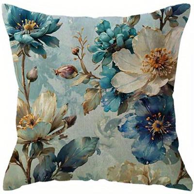 Floral & Bird Pattern Double-sided Printed Pillow Cover Short Plush Suitable Living Rooms Bedrooms Sofas Throw Cushion Cover