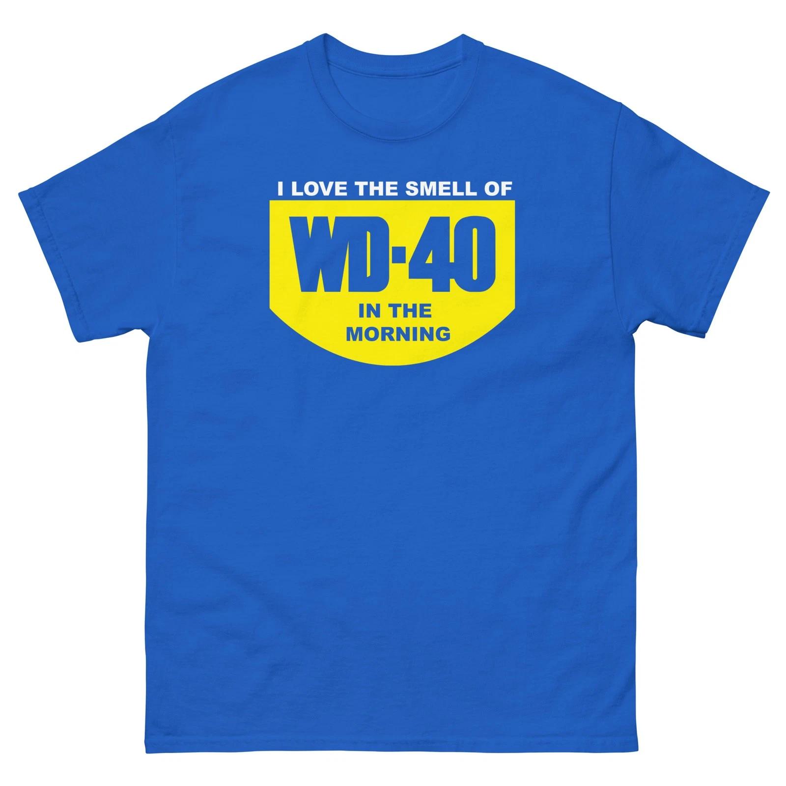 Я люблю запах WD-40 по утрам WD-40 Хлопковая футболка 100% Мужские футболки Топ Унисекс классическая футболка 4XL