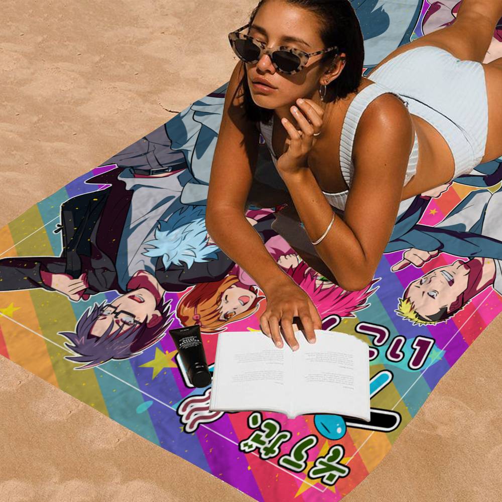 Anime Disastrous Life of Saiki Beach Towel Colorful Bath Towels for Girl Microfiber Quick Dry Sand Free Beach Yoga Spa
