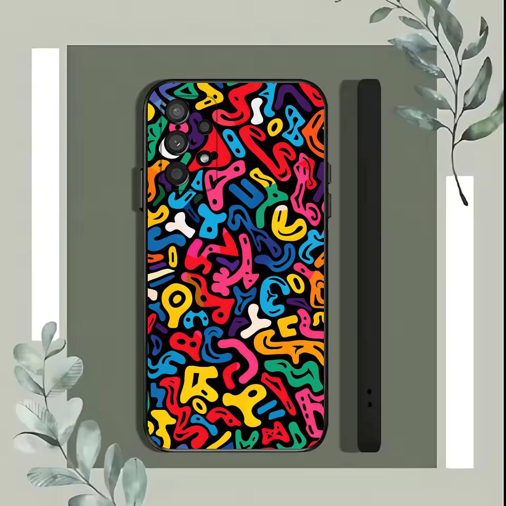 Colorful Lines Graffiti  Phone Case For Samsung S25,S24,S21,S22,S23,S30,Ultra,S20,Plus,Fe,Lite,5G Black Cover