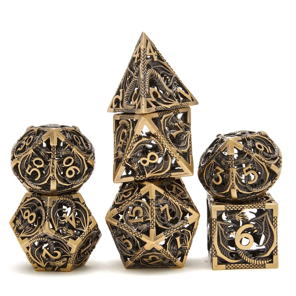 MINI PLANET Hollow Metal Dice Set DND Octopus Polyhedron Dice RPG Board Game Pathfinder Metal Dice D4 D6 D8 D0 D% D12 D20 Dice