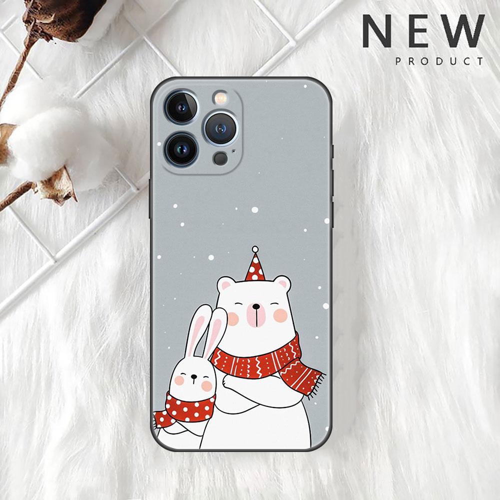 Custodia Funda natalizia per cartoni animati per Apple iPhone 14 11 13 12 Pro 7 XR X XS Max 8 Plus 6 6S 14Pro, custodia morbida nera per telefono