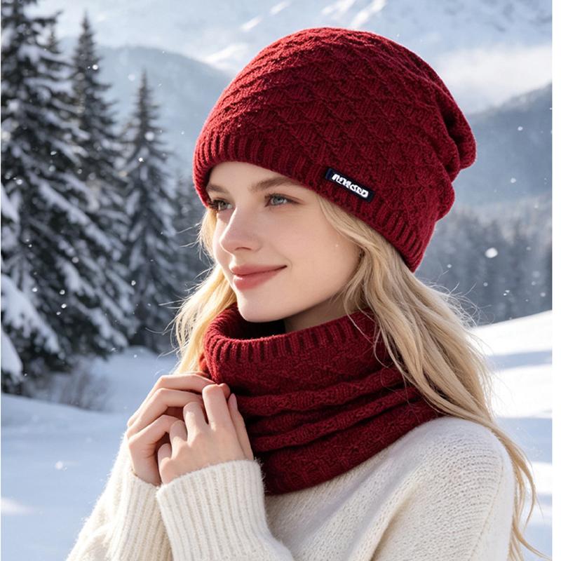 Winter Knit Beanie and Neck Warmer Set Warm Slouchy Hat Scarf for Men Women Cold Weather