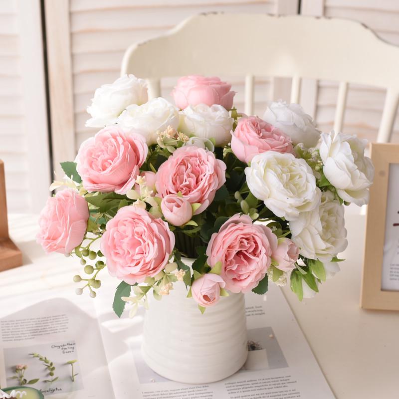 Peonia di Lusso Fiore di Loto Europeo Rugiada Composizione Floreale per Arredo Interno