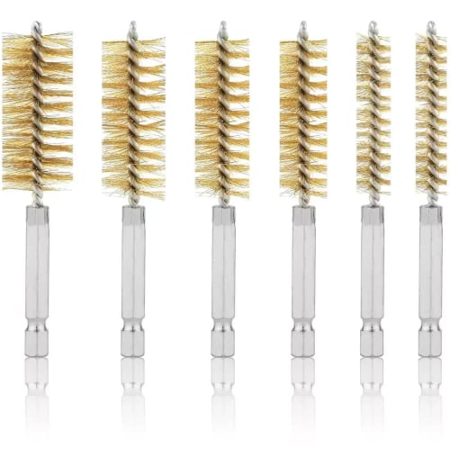Machi no Nami Wire Brush, Drill Brush, Bore Brush, Hexagonal Shaft, Brush-Shaped, Abrasive Brush, 6-Piece Set, 8mm, 10mm, 12mm, 15mm, 17mm, 19mm, for