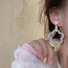 Silver Needle Heart Flower Resin Stud Earrings - Cute & Fashionable Jewelry