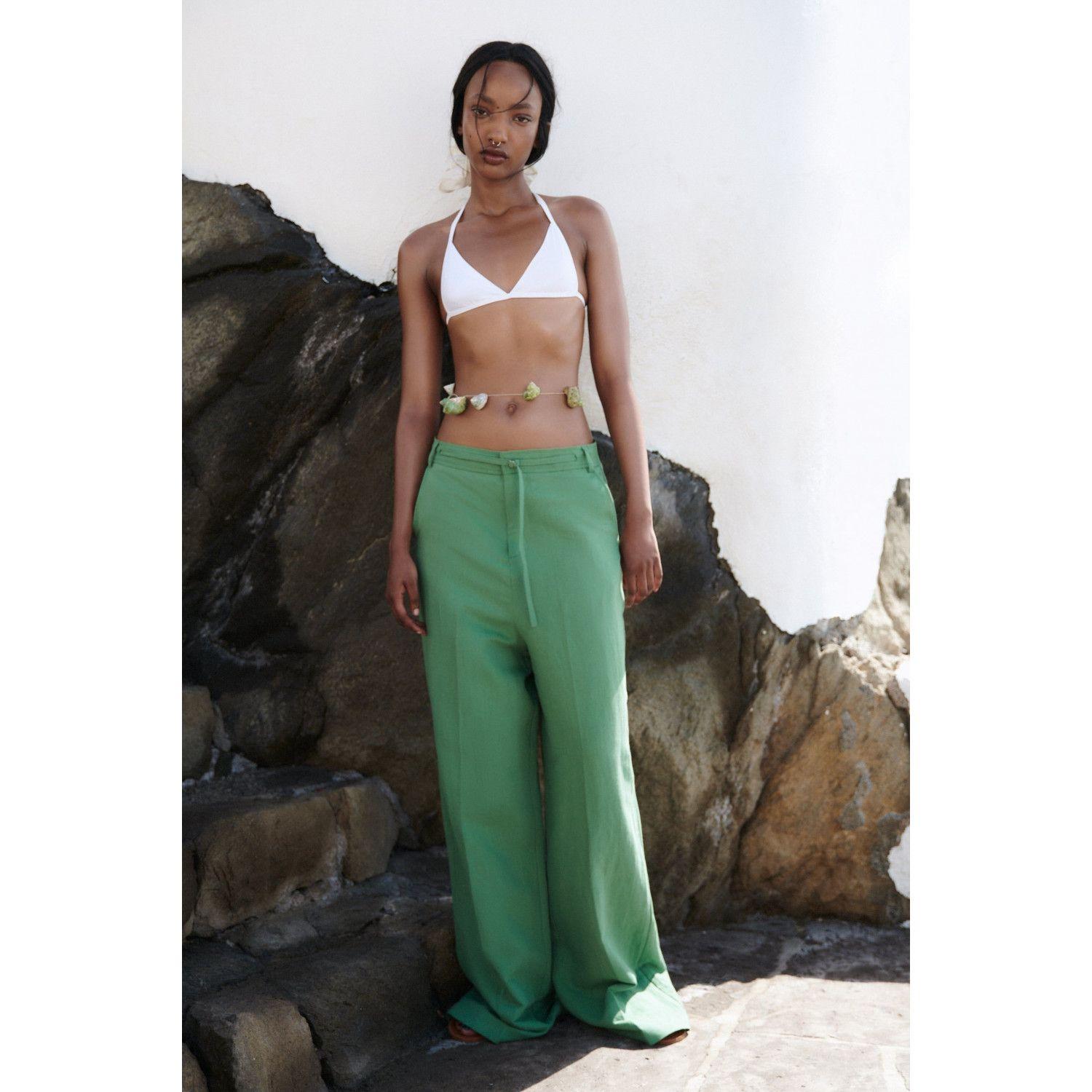 

FULL LENGTH LINEN BLEND TROUSERS