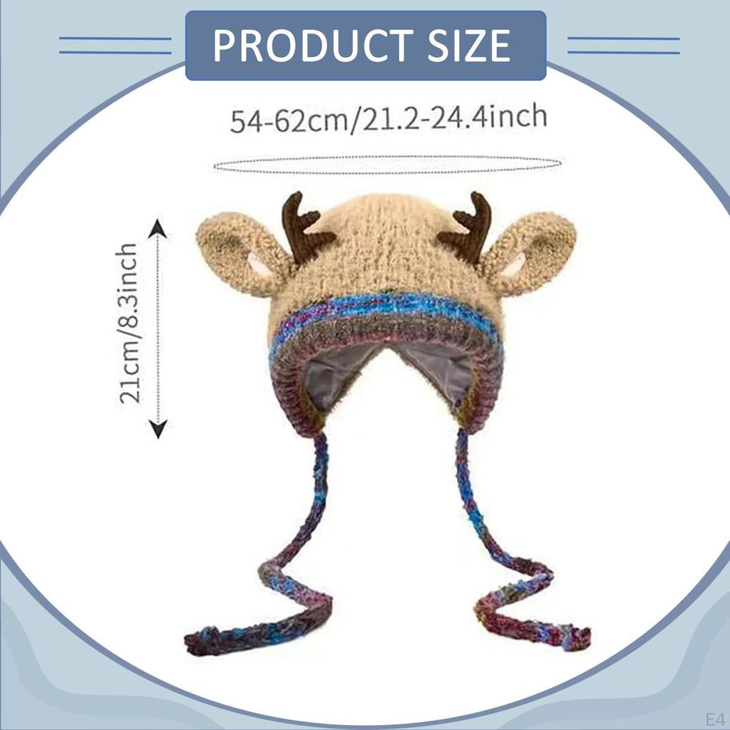 Christmas Deer Storage Hat for Adults,Reindeer Beanie