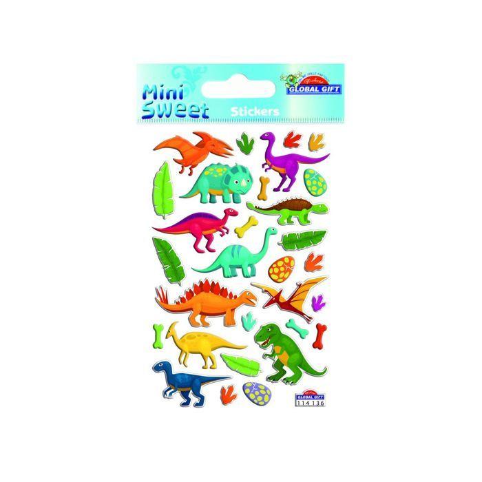 Autocollants - GLOBAL GIFT - Dinosaures rigolos - Époxy - Multicolore - Design exclusif