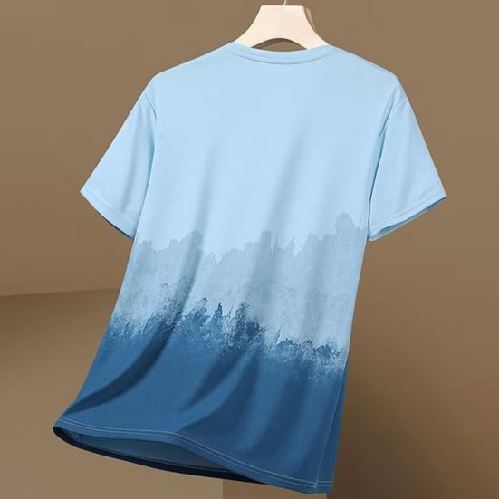 Men Tops Printing O-Neck Short Sleeve Tee Shirt Loose Fit Thin Breathable Pullover Tops Summer Outdoor Sport T-shirt Daily