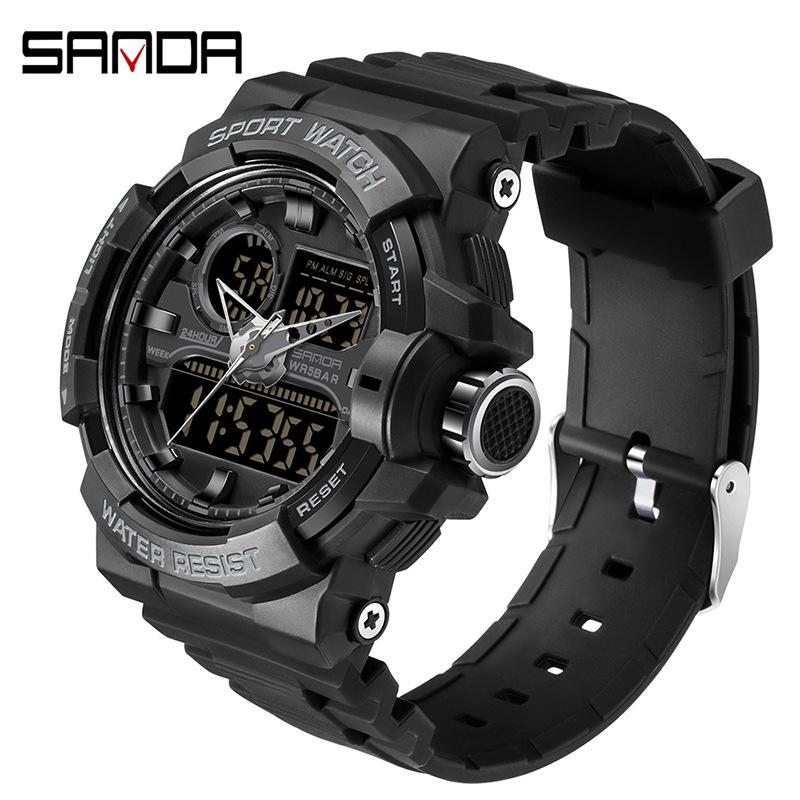 SANDA Men s Outdoor Sports Luminous Waterproof Dual Display Multifunctional Electronic Watch