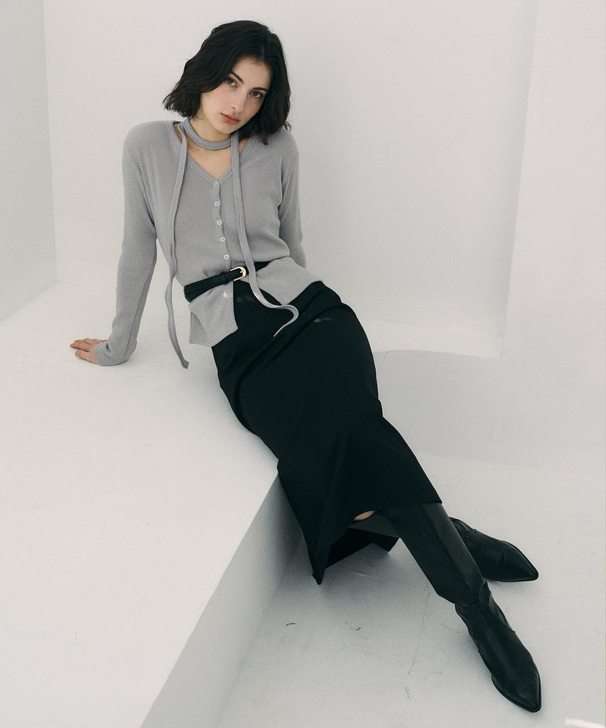 Bye Bye Seop A-Line Long Skirt Black [T51]