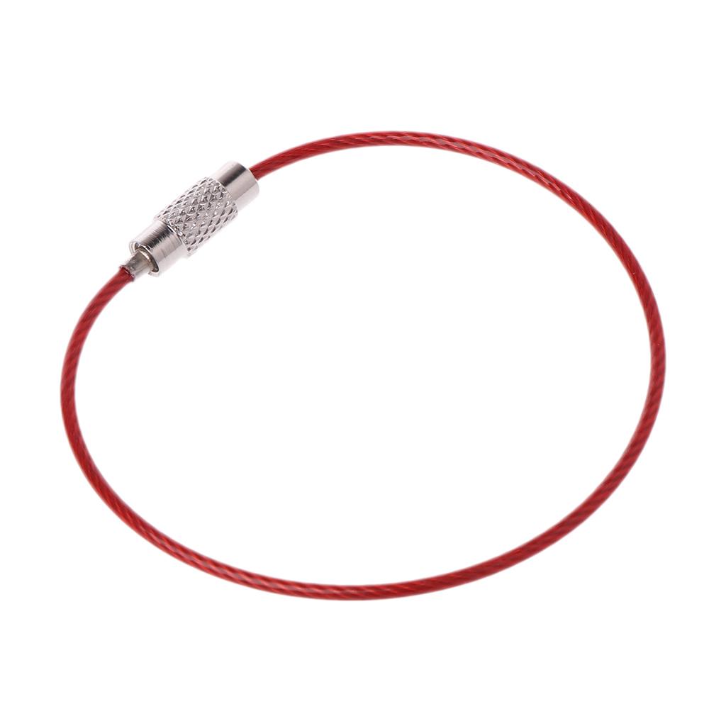 Colorful Stainless Steel Wire Keychain Cable Key Ring Chain Outdoor EDC Luggage Tag Loop Rope