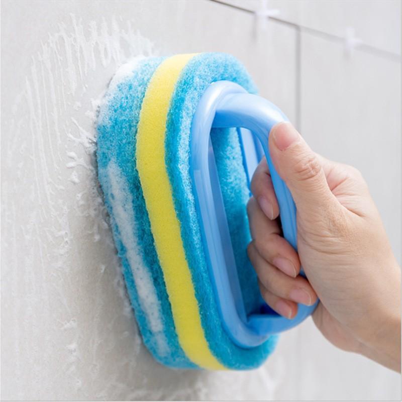 Spazzola per la pulizia con manico Spugna da cucina Salvietta ispessente Spugna per la pulizia delle piastrelle del bagno Spugna per la pulizia delle macchie domestiche Strumenti puliti