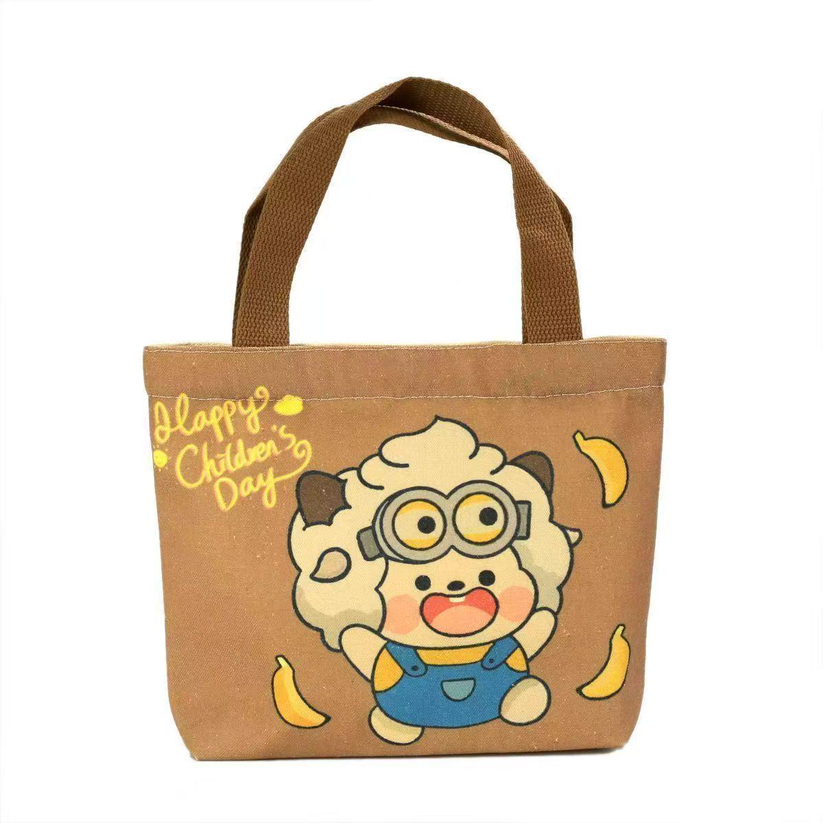 

Cartoon Canvas Tote: Small Lunch & Outing Bag for Students