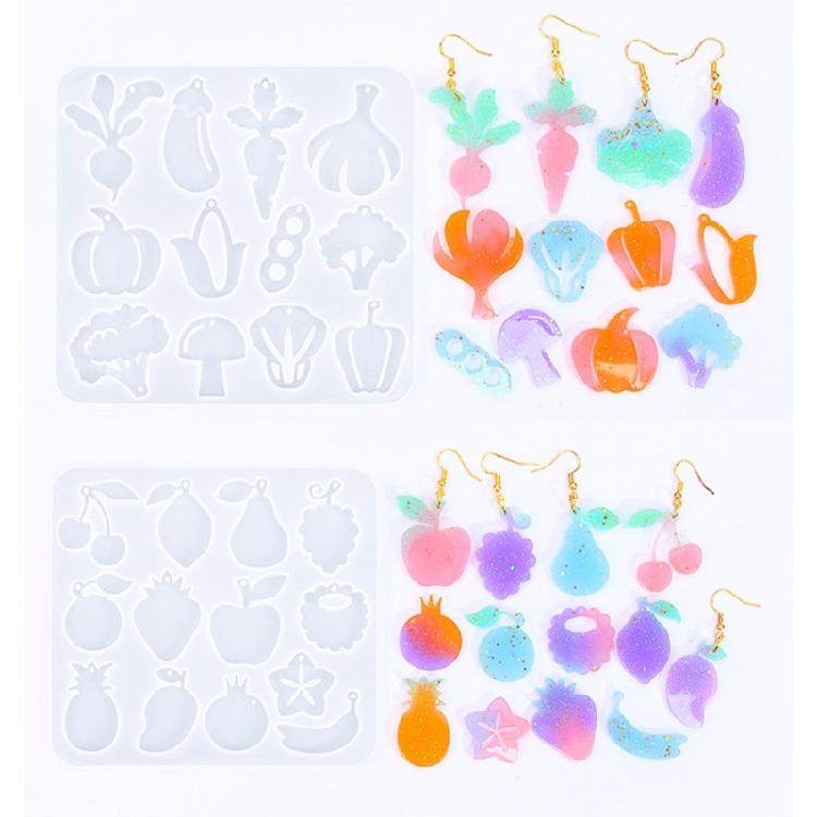 Silicone Earring Molds Resin Drop Jewelry Moulds Fruit/Vegetable Series Jewelry Making Molds for Kids and Teens Crafting