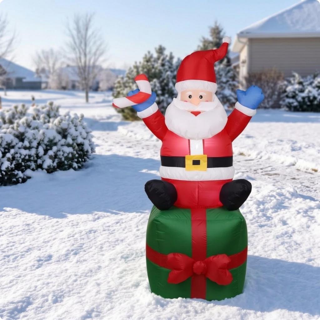 Giant Inflatable Santa On Gift Box | Airfilled Holiday Character, with Box,