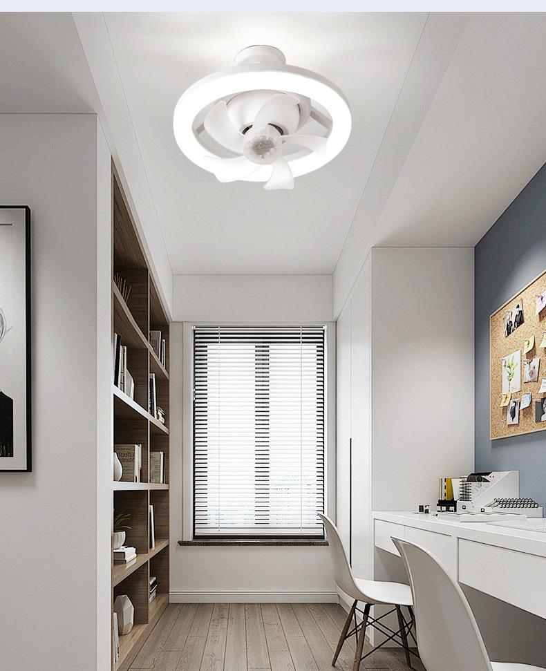 LED RGB Ceiling Fan Light with Remote Control, E27 Base, Dimmable, 360° Rotation for Bedroom