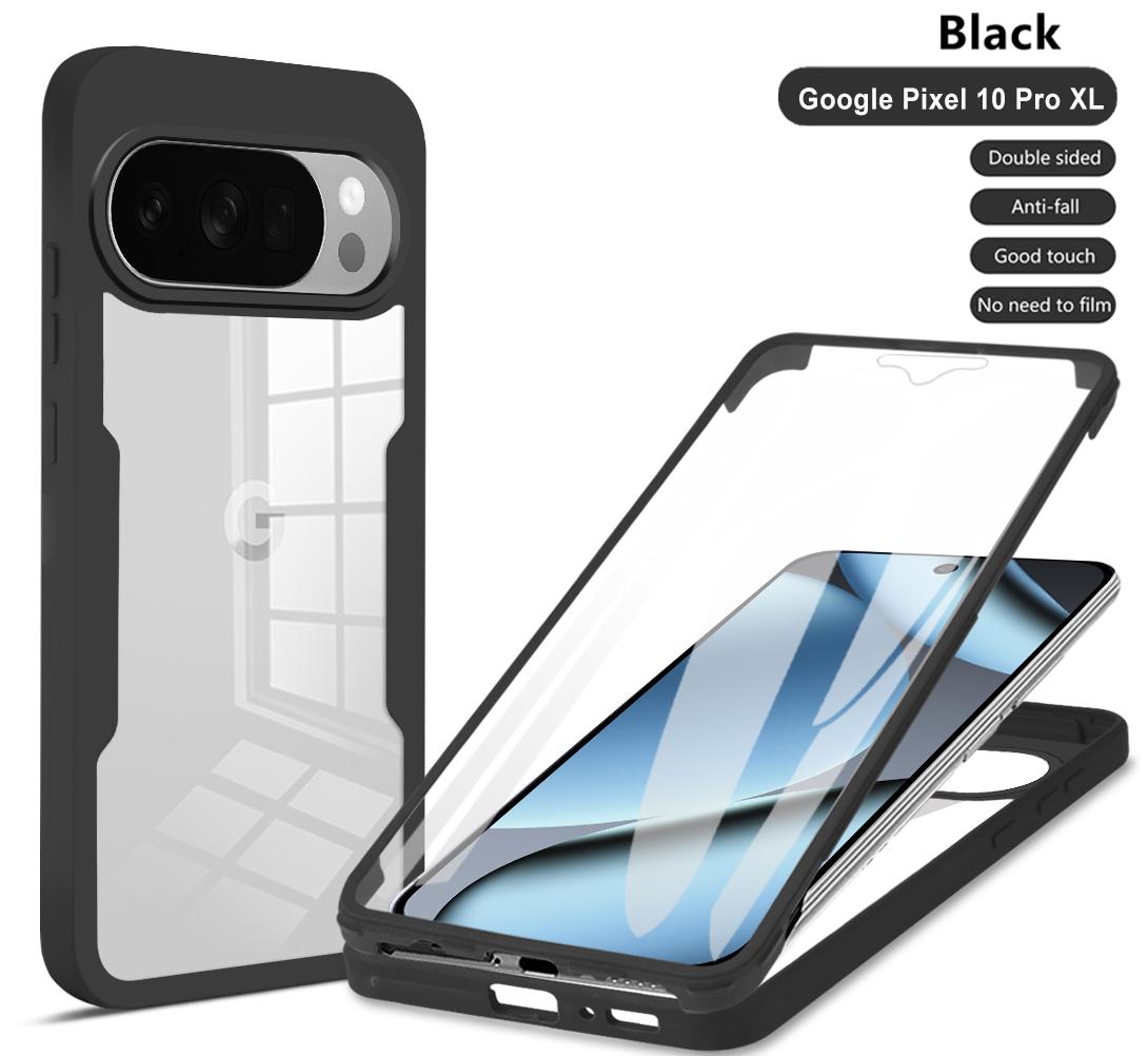 

360 Full Body Protection Transparent Phone Case For Google Pixel 9 10 Pro XL 10A 5G Front Screen Bumper Cover For Pixel 9 чёрный