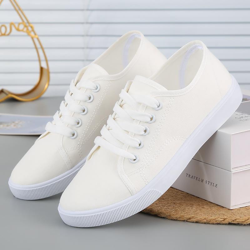 Little white shoes breathable women's summer work shoes nurse shoes Beijing cloth shoes non-slip flat bottom lace-up solid color