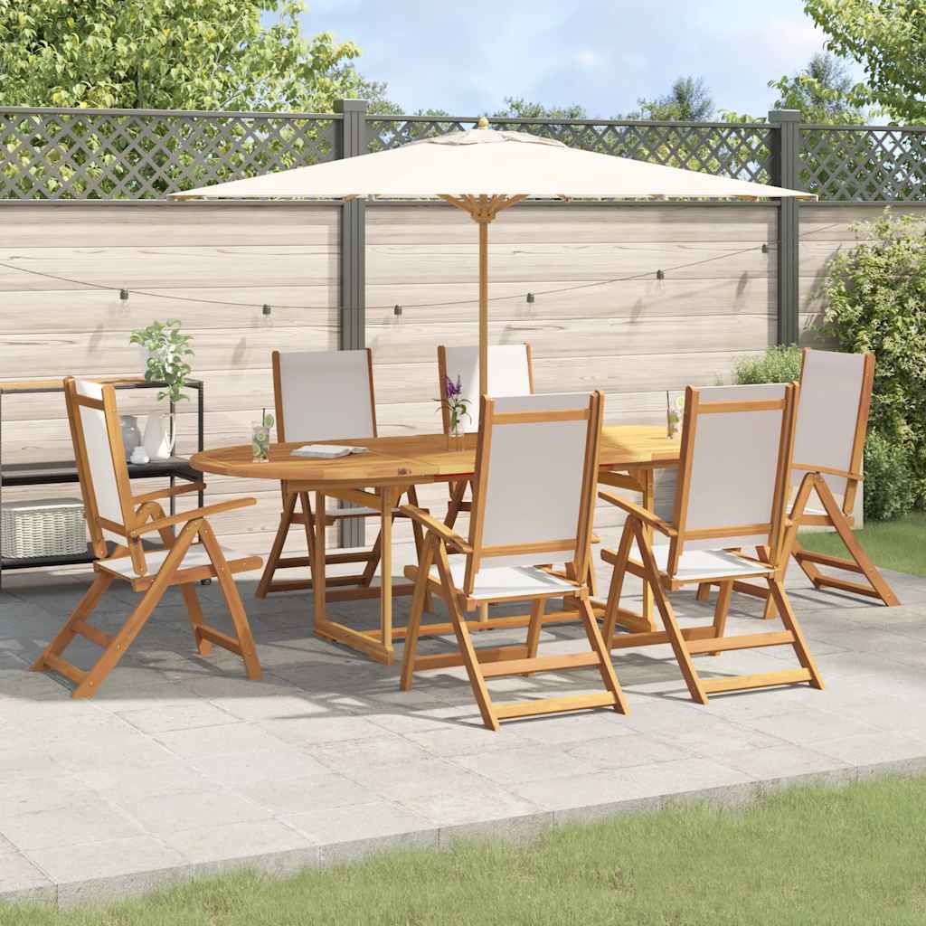 Vidaxl 7-Cz. Garden Furniture Set, Solid Acacia Wood and Textilene