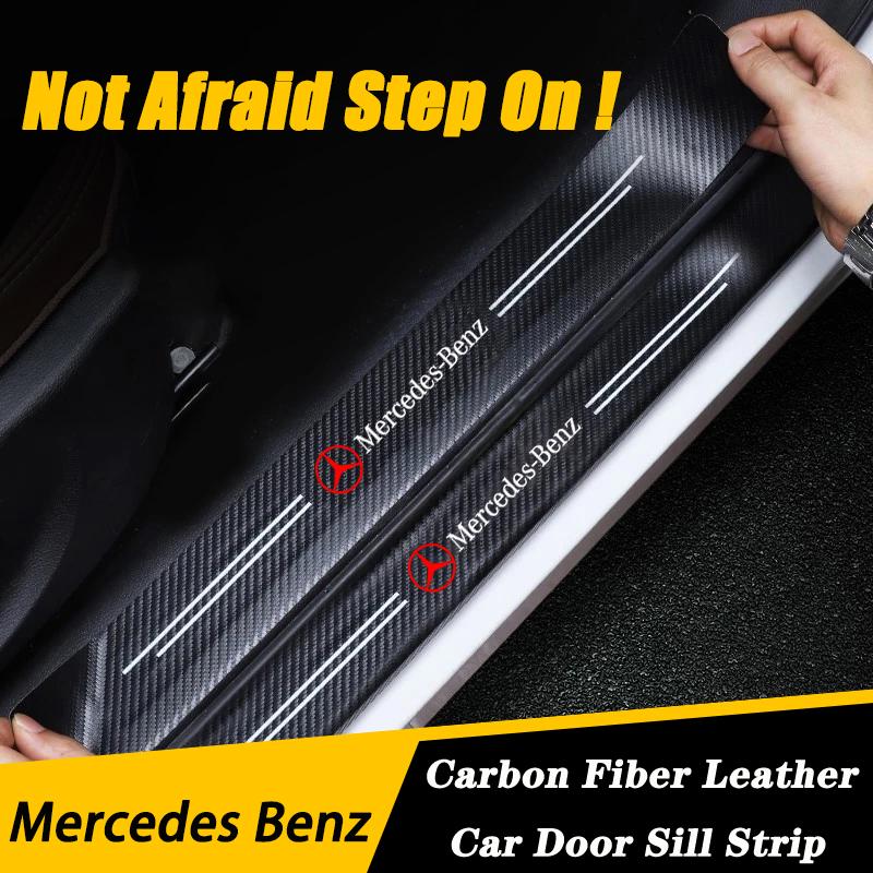 CRG1 Carbon Fiber Car Door Threshold Protector Stickers Waterproof For Mercedes Benz AMG Smart W205 C300 W203 W206 W108 W124 W126