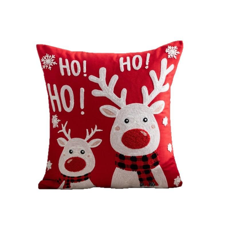 Pillow Cover Does Not Contain Core, Towel Embroidered Santa Claus Snowflake Pillow Cover, Light Luxury Simple Sofa Cushion Cover