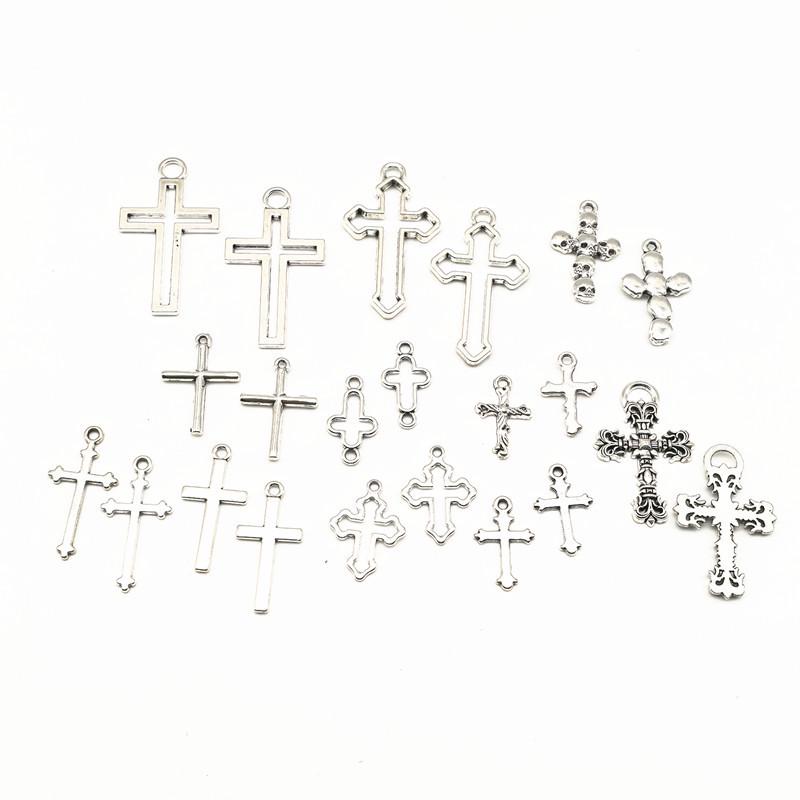 Retro Zinc Alloy Cross Pendant for DIY Jewelry