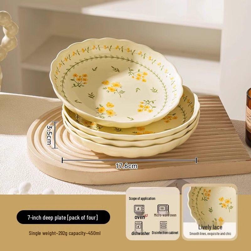Xihe Cartoon Ceramic Rice Bowl Set (4-Pack)