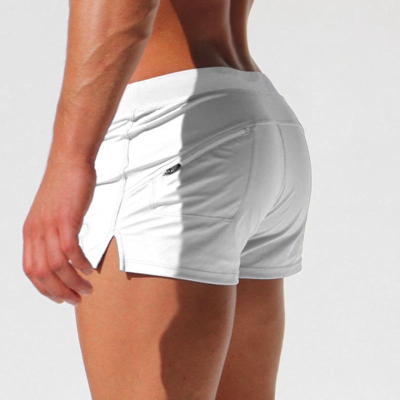 Men's Swimming Trunks New Fashion Boxer Swimming Trunks Anti-embarrassment Solid Color Nylon Swimming Trunks