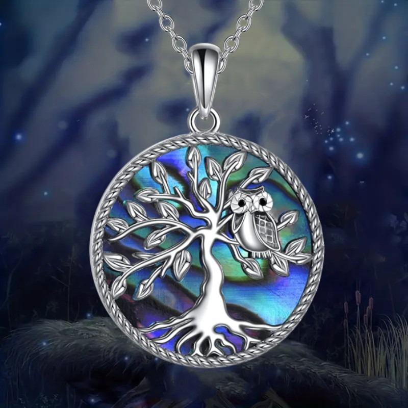 Owl Tree of Life Pendant Abalone Shell Necklace Gives Feminine Charm Not Fading Titanium Steel Chain Fashion Jewelry Accessories
