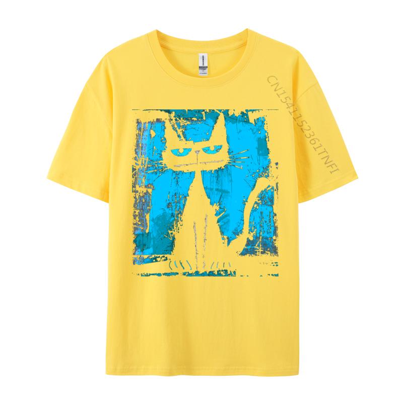 Unisex Cotton Tshirt Cat Stylish Grunge Abstract Art Design Tshiren Tops Tees Birthday T Shirt Hip Hop Top Tshirts