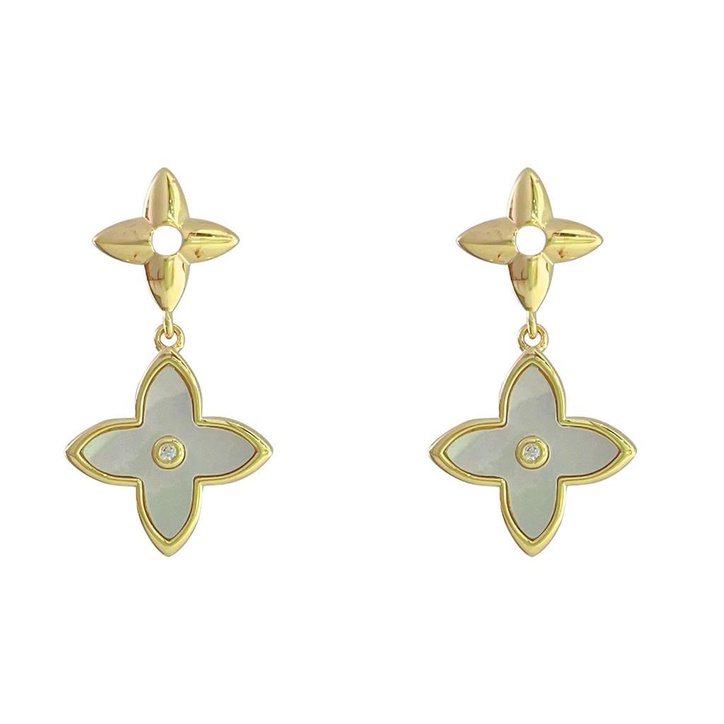 Mode Högkvalitativa Damörhängen Senior Känsla av Lyx Örhängen Fyrklöver Långa Temperamentsfulla Örhängen