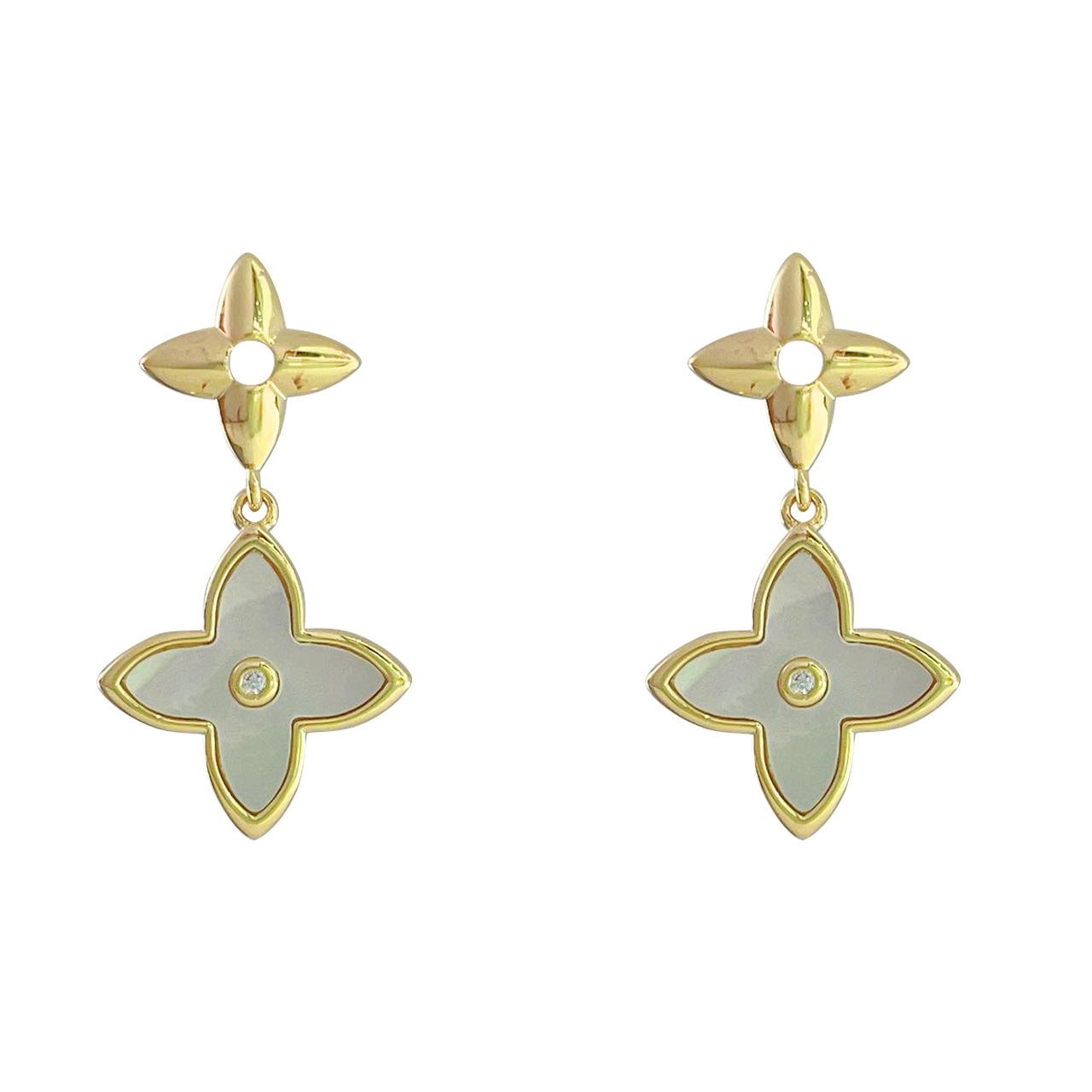 

Модные высококачественные женские серьги Senior Sense Of Luxury Серьги Four-Leaf Clover Длинные темпераментные серьги золотой