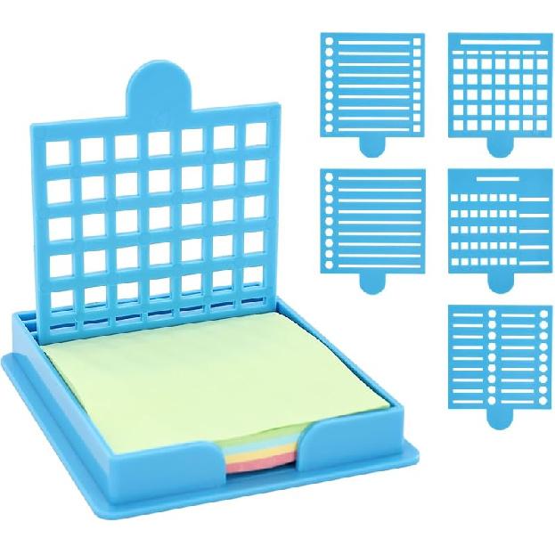 Sticky Note Stencil, Sticky Note Stencil and Holder, Post It Stencils, with Five Different Stencil, for Room and Office Desk Organizer, for 3x3 Inch
