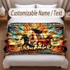 Horse Theme Soft Blanket Personalized Custom Name Text Print Warm Blanket Home Sofa Bedroom Decor
