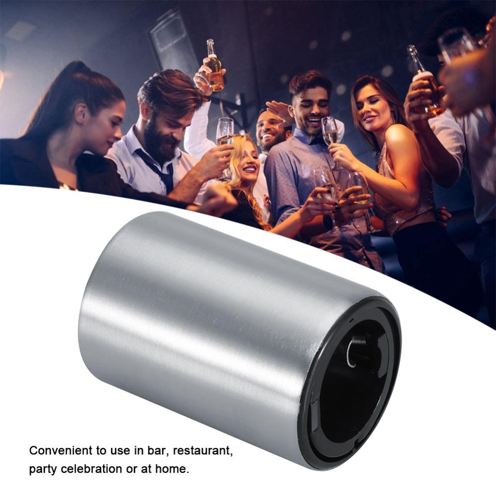 Stainless Steel Beer Bottle Opener Portable Push Down Jar Opener No Damage Caps One Hand Operation Lid Remover Parties