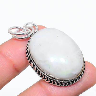 Natural Rainbow Moonstone Gemstone 925 Sterling Silver Pendant 1.89" W4l90