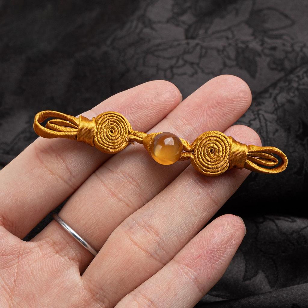5pcs Chinese Qipao Frog Closures Jade Bead Snail Coil Buttons Handwoven Vintage Hanfu Accessories Traditional Dress Decor